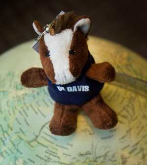 plush gunrock toy sitting on a globe